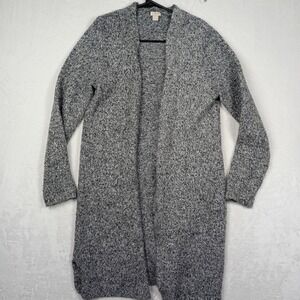 J.Crew Womens Marled Grey Wool Blend Long Open Front Duster Cardigan Sweater S